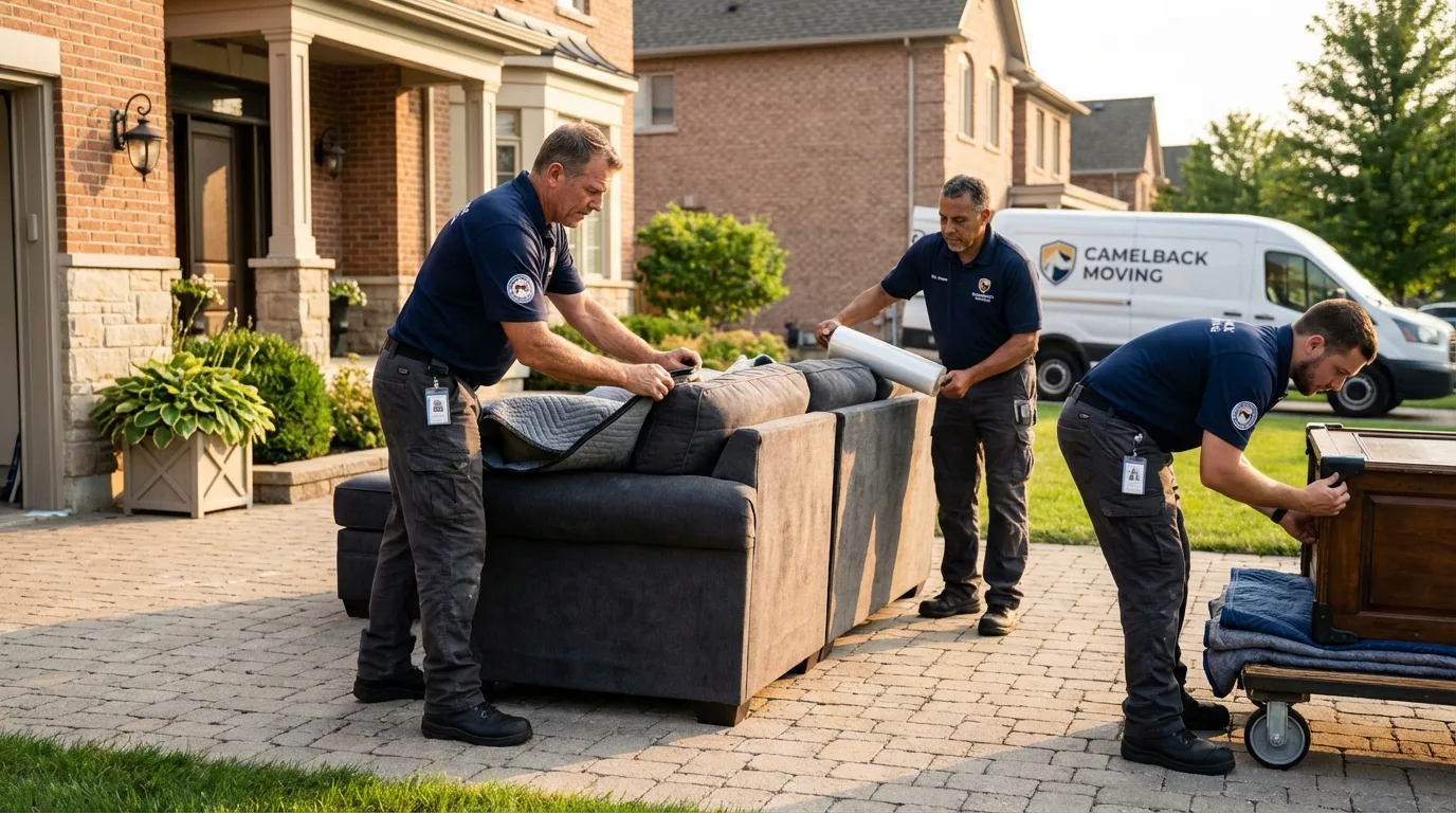 Large estate moving crew wrapping furniture in Ransom Canyon, TX